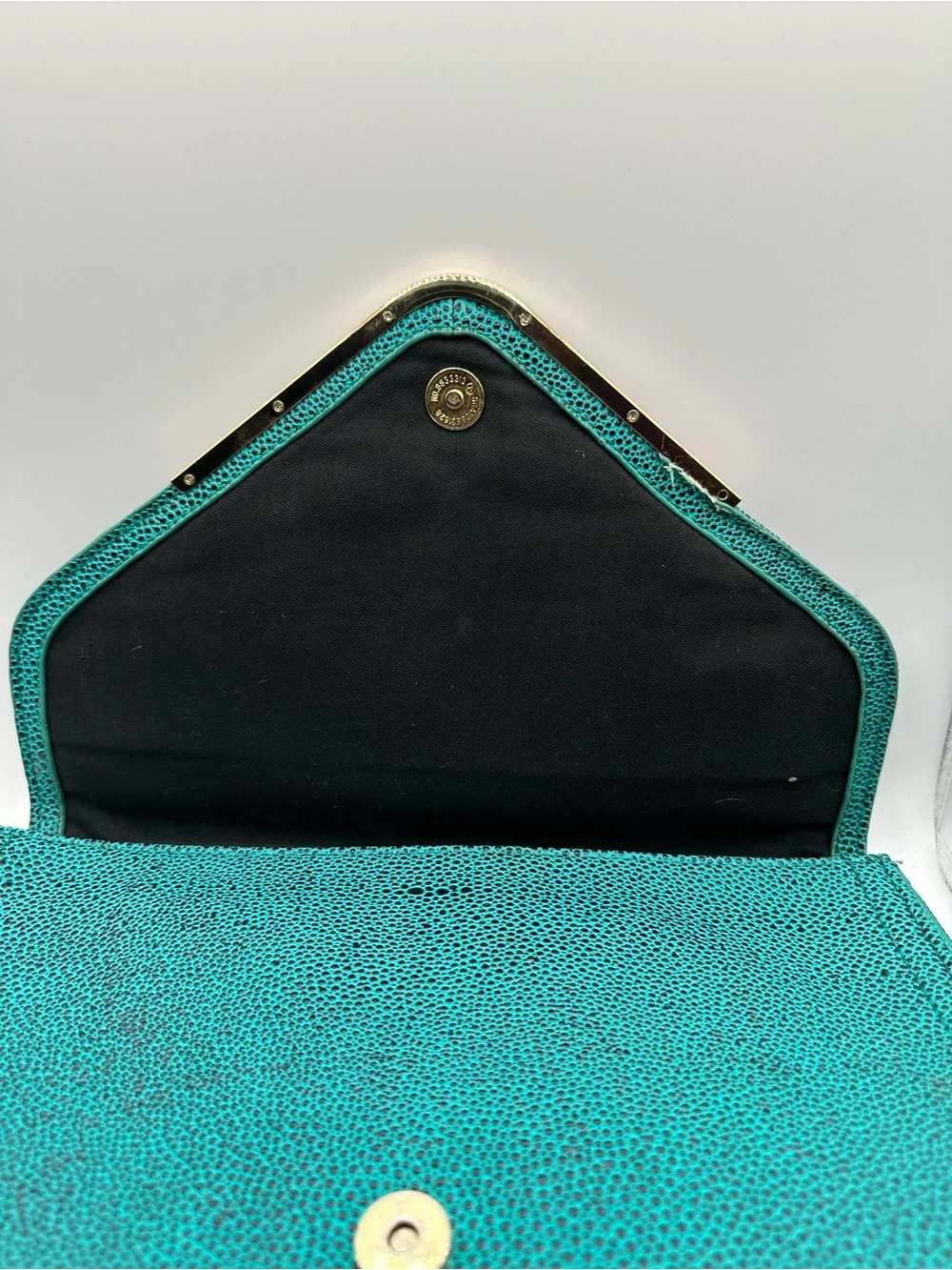 BCBGeneration Teal Faux Stingray Envelope Clutch Bag Gold Hardware